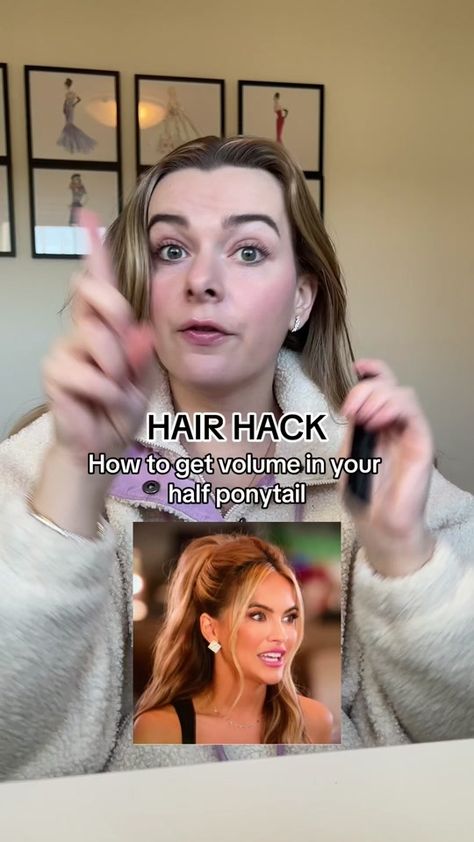 Hair hack! How to recreate Chrishell’s half up hairstyle without exten... | TikTok Half Up Hairstyle, Hair Hack, Hair Half Up, Half Updo, Half Up Hair, Half Up Half Down, Half Up, Buns, Hair Hacks