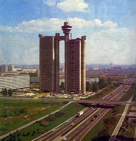 Genex Tower. Belgrade (Serbia). Genex Tower, Brutalism Architecture, Brutalist Buildings, Skyscraper Architecture, Belgrade Serbia, The Two Towers, Urban Industrial, Brutalist Architecture, Brutalism