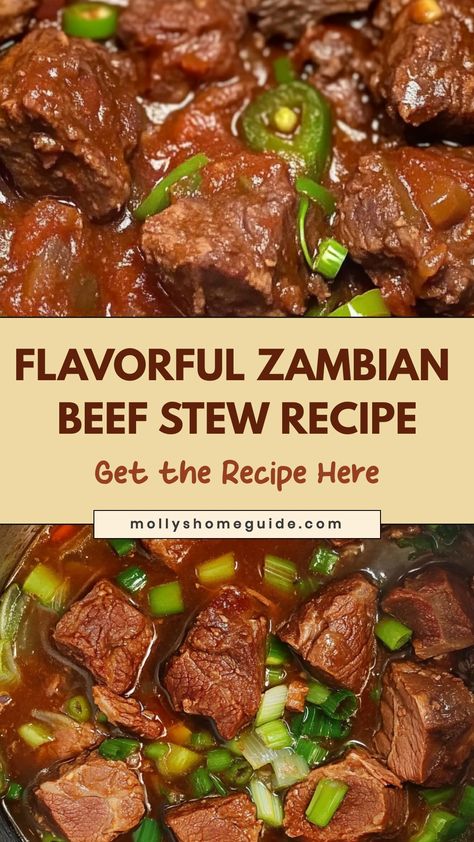 Enjoy the flavors of authentic African cuisine with this comforting Zambian beef stew recipe. Made with tender beef, hearty vegetables, and a blend of aromatic spices, this dish is perfect for satisfying your cravings on a cozy evening. Embrace the rich flavors and tantalizing aromas of Zambia by trying out this traditional recipe at home. West African Food Recipes, Slow Cook Beef Stew, Beef Stew Recipes, South African Dishes, Oxtail Stew, Hearty Beef Stew, West African Food, African Dishes, Paleo Beef