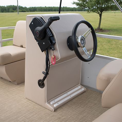 Pontoon Makeover, Pontoon Ideas, Boat Trailer Lights, Small Pontoon Boats, Boat Console, Pontoon Seats, Marine Vinyl Fabric, Marine Plywood, Deer Hunting Blinds