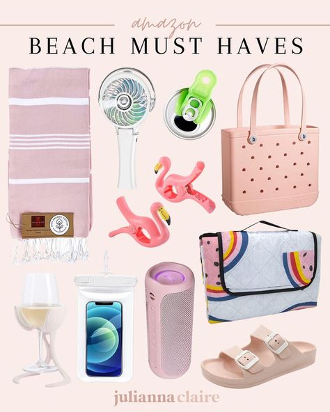 Beach Essentials / Beach Towel / Beach Chair / Beach Bag / Beach Cover Up / Beach Must Haves / Amazon Beach / Vacation Essentials Dog Beach Essentials, Beach Gift Basket Ideas For Women, Beach Gifts For Women, Beach Vacation Gift Ideas, Beach Towel Gift Ideas, Beach Set Up, Amazon Beach Must Haves, Beach Bag Gift Ideas, Beach Bag Gift Basket