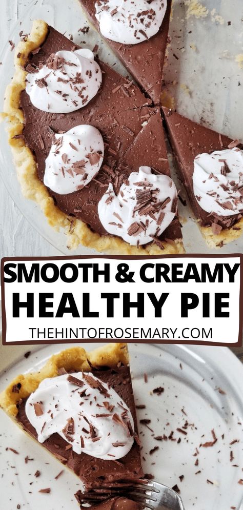 Healthy Chocolate Pudding Desserts, Healthy Chocolate Pie Recipe, Healthy Chocolate Cream Pie, Healthy Desserts With Cocoa Powder, Protein Pudding Pie, Easy Pudding Pie, Healthy Pie Recipe, Healthy Chocolate Pie, Protein Pie