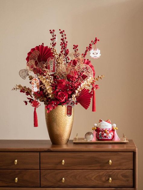 Asian New Year, Chinese New Year Flower, Chinese New Year Decoration, Chinese Flowers, New Year Table, Barrel Decor, Chinese New Year Design, Chinese Flower, Moving Gift