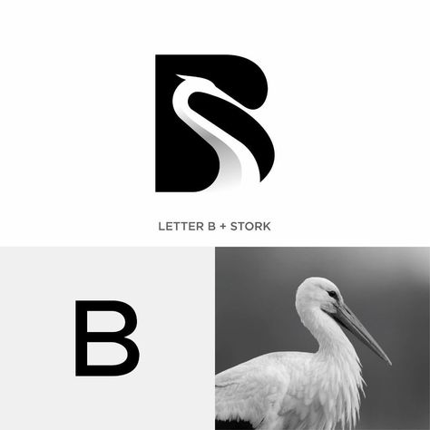 B Monogram Logo, Stork Logo, Bird Logo Inspiration, Letter B Logo Design, Bird Logo Design Inspiration, B Logo Design, St Logo, Conference Logo, Logo B