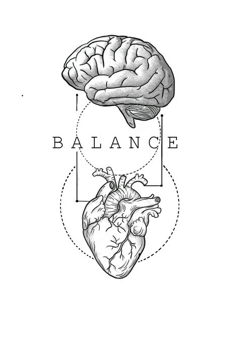 Tattoo Ideas Heart And Brain, Brain And Heart Tattoo Design, Brain Over Heart Tattoo, Balance Tattoos For Women, Heavy Heart Tattoo, Heart And Brain Drawing, Balance Heart And Brain Tattoo, Heart And Brain Scale Tattoo, Free Mind Tattoo