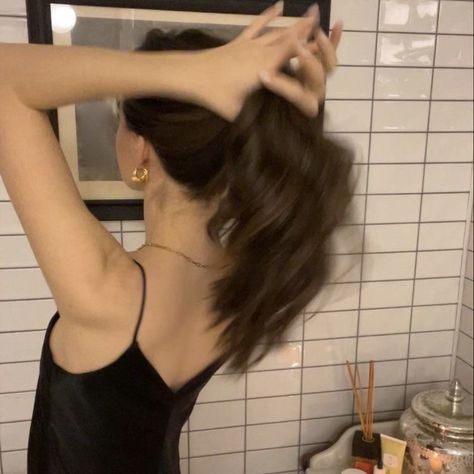 Her Hair, A Woman, Mirror, Wall, Hair, White