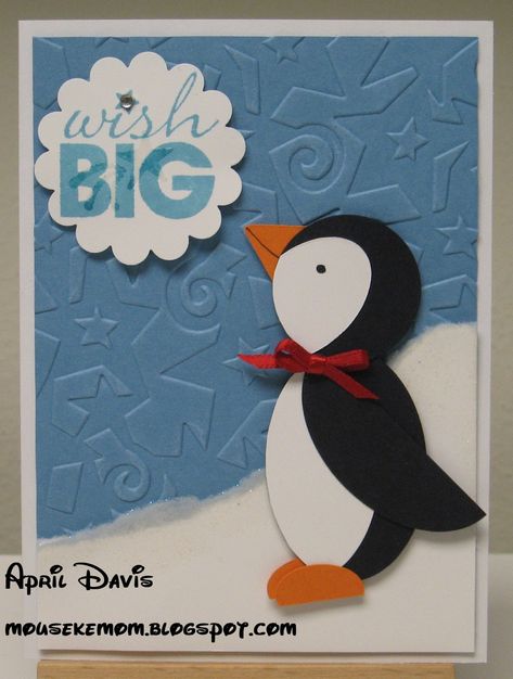 Penguin Punch, Whimsical Cards, Penguin Cards, Owl Punch Cards, Penguin Crochet, Paper Punch Art, Punch Art Cards, Punch Ideas, Owl Punch