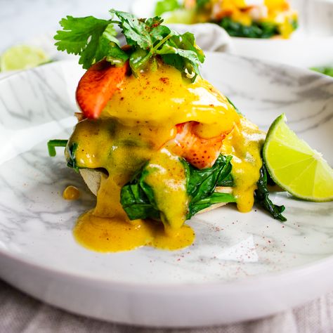 Lobster Benedict recipe Chipotle Hollandaise Sauce, Lobster Benedict, Lobster Eggs, Benedict Recipe, Homemade Chipotle, Smoked Jalapeno, French Sauces, Lobster Meat, Chilli Paste