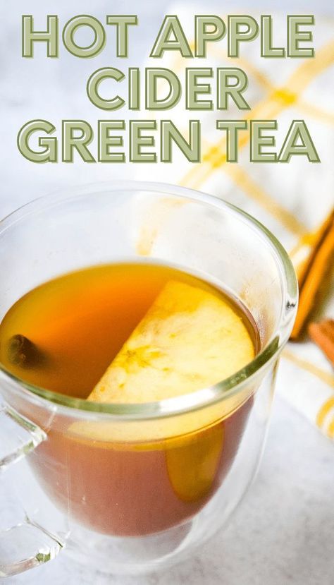 Hot Apple Cider Green Tea! Hot Spiced Apple Cider, Apple Cider Tea, Christmas Devotions, Christmas Beverages, Hot Tea Recipes, Spiked Apple Cider, Mulled Apple Cider, Green Tea Drinks, Cider Drinks