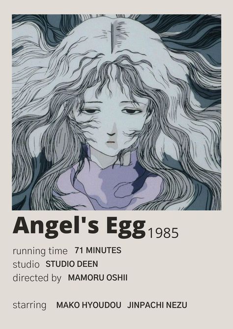 Angels Egg, Mamoru Oshii, Poster Polaroid, Studio Deen, Yoshitaka Amano, Angel S, Polaroid Poster, Running Time, Minimalist Poster