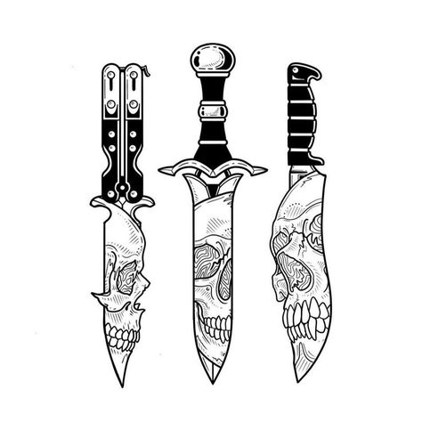 Tattoo Crane, Zombie Tattoo, Hand Tattoo Designs, Zombie Tattoos, Blade Tattoo, Knife Tattoo, Tattoo Outline Drawing, Wicked Tattoos, Clever Tattoos