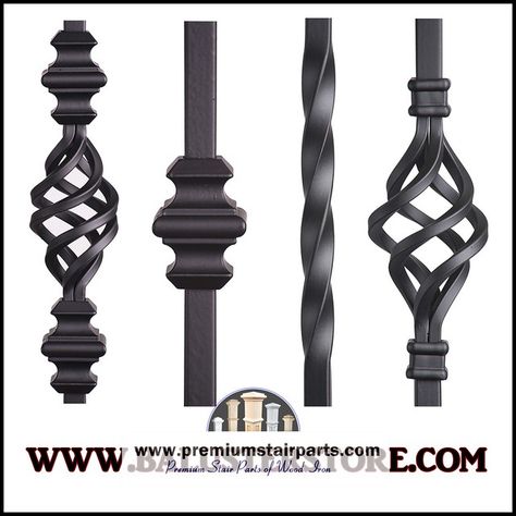 Stair Accessories, Stair Railing Iron, Wrought Iron Porch Railings, Stair Building, Oak Newel Post, Iron Stair Balusters, Staircase Lighting Ideas, Porch Railing Designs, Iron Spindles