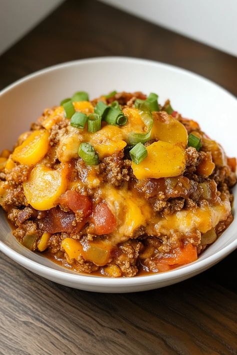 Crock Pot Cowboy Casserole Recipe - Easy Slow Cooker Comfort Food Crock Pot Cowboy Casserole, Cowboy Casserole Crockpot, Cowboy Stew Crockpot, Crock Pot Ground Beef Recipes, Ground Beef Crock Pot, Crockpot Cowboy Casserole, Cowboy Casserole Recipe, Cowboy Casserole, Ground Beef And Potatoes