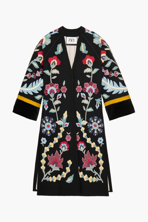 Zara Atelier Collection - Tom Lorenzo Sequin Poncho, Mantel Cape, Zara Shop, Look Zara, Embroidered Coat, Zara Coat, Abaya Designs, Cape Coat, Outerwear Women