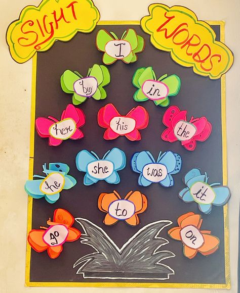 Sight words Side Words For Kindergarten, Words For Kindergarten, Sight Word Sentences, Preschool Classroom Decor, Kindergarden Activities, Grade Spelling, Word Sentences, Preschool Classroom, Sight Word