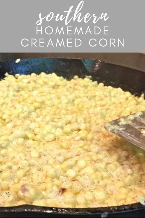 Easy Southern Homemade Creamed Corn is delicious and doesn't bear any resemblance to the canned variety. Made with fresh corn, it is the perfect side dish. #sidedish #vegetables #dinner #corn Creamed Corn Recipe Easy, Homemade Creamed Corn, Fresh Corn Recipes, Vegetables Dinner, Homemade Cream Corn, Corn Food, Corn Recipes Side Dishes, Creamed Corn Recipes, Cream Corn