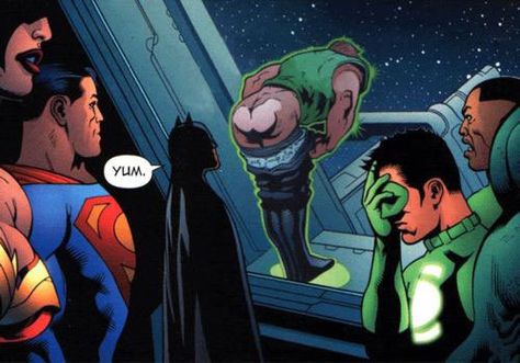 Hehehe Comic Scene, Guy Gardner, Batman Meme, Hal Jordan, Lantern Corps, Green Lantern Corps, Dc Comics Heroes, Comic Book Panels, Batman Funny