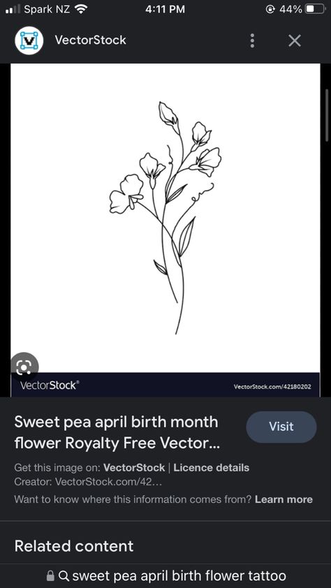 April Sweet Pea Tattoo, Sweet Pea Tattoo Simple, April Birth Flower Tattoo Sweet Peas, Sweetpea Flower Tattoo, Chinese Zodiac Tattoo, Pea Tattoo, Sweet Pea Tattoo, April Birth Flower, Daisy Tattoo