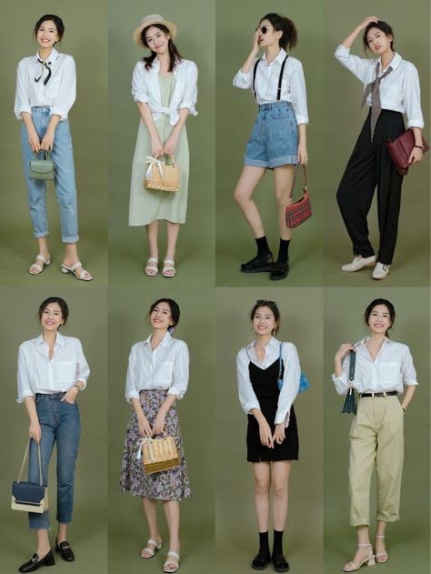 Mode Ulzzang, Korean Casual Outfits, Korean Girl Fashion, Fashion Hacks Clothes, Kpop Fashion Outfits, Inspired Outfits, Look Vintage, 가을 패션, Fashion Design Clothes