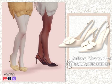 Sims Shoes, 1950s Heels, Sims 4 Wedding Dress, Boho Wedding Shoes, Clothes Cc, Ribbon Shoes, Sims Packs, Cc Shoes, Sims 4 Cc Shoes