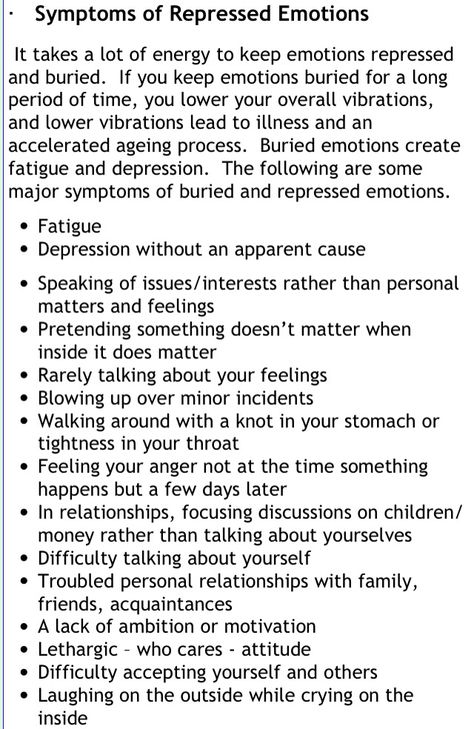 Symptoms of repressed emotions. Emotions Psychology, Bottling Up Emotions, Repressed Emotions, Post Traumatic, Mental Disorders, Book Writing Tips, Mental And Emotional Health, Psychology Facts, Coping Skills