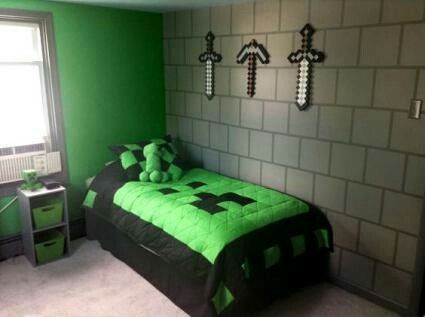 Minecraft swords on wall Minecraft Bedroom Wall Designs, Minecraft Brick Wall, Minecraft Bedroom Ideas Real Life, Minecraft Boys Room, Boys Minecraft Bedroom, Minecraft Bedrooms, Minecraft Rooms, Minecraft Room Decor, Bedroom Ideas Minecraft