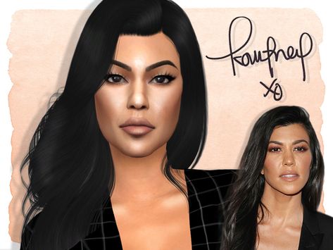 Sims 4 — Kourtney Kardashian by Jolea — This is my Celebrity inspired Kourtney Kardashian, hope you'll like it. If you Sims 4 Kardashian, Sims 4 Celebrity Cc, Sims 4 Celebrity, Sims 4 Premade Sims, Sims Skins, Premade Sims, Sims 4 Cc Sims, Kloe Kardashian, Sims 4 Skin