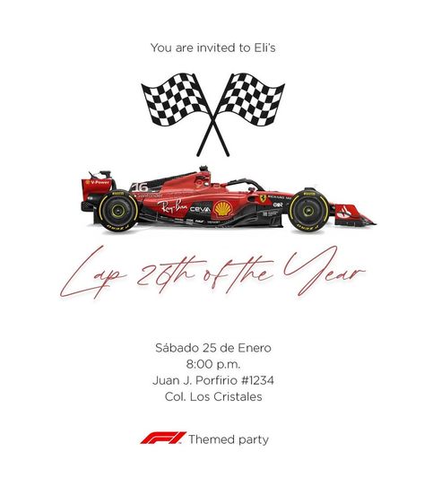 F1 Theme Party, F1 Cake Ideas, F1 Birthday Party, F1 Birthday, Ferrari Party, Abi Motto, Template Birthday, Bday Invitations, Unique Birthday Cards