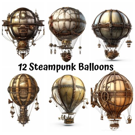 Steampunk Kunst, Steampunk Images, Steampunk Vehicle, Steampunk Airship, Art Steampunk, Balloon Clipart, Steampunk Design, Steampunk Art, Retro Futuristic