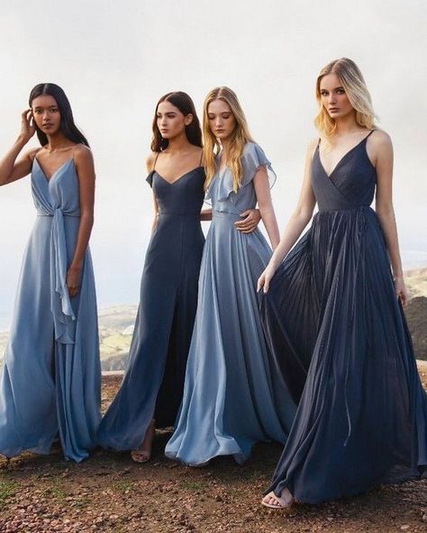 Mismatched Bridesmaid Dresses Blue, Summer Bridesmaids, Navy Blue Bridesmaids, Navy Bridesmaids, Summer Bridesmaid Dresses, Navy Blue Bridesmaid Dresses, Dusty Blue Bridesmaid Dresses, Bridesmaid Inspiration, Blue Bridesmaid Dress