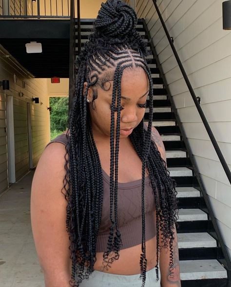 Half Cornrows Half Box Braids, Funali Braids, Hair Braid Designs, Door Dash, Hair Braid Patterns, Braided Hairstyles For Black Women Cornrows, Hairstyles Pictures, Birthday Hairstyles, Feed In Braids Hairstyles