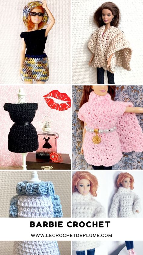 Crochet Barbie Patterns, Accessoires Barbie, Crochet Barbie, Barbie Crochet, Chiffon, Dolls, Crochet