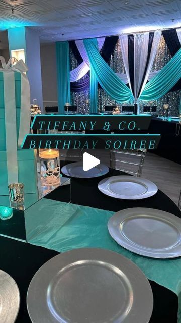 Teal Black And Silver Party Decorations, Tiffany And Company Party Ideas, Tiffany And Co Centerpieces Ideas, Tiffany Blue Party Ideas, Tiffany And Co Birthday Party Ideas, Tiffany Birthday Party Ideas, Tiffany And Co Party Decorations, Tiffany Themed Birthday Party, Tiffany And Co Theme Party