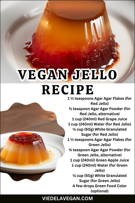 Vegan Jello Recipe Vegan Gelatin Recipes, Grass Fed Gelatin Recipes, Vegan Gelatin Substitute, Agar Agar Desserts Jelly, Vegan Jello, Homemade Jello, Gelatin Recipes, Colorful Desserts, Unflavored Gelatin