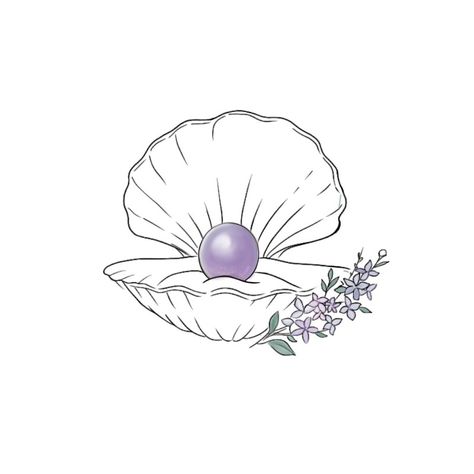 Pansy Shell Tattoo, Clamshell With Pearl Tattoo, Clam Shell Pearl Tattoo, Purple Shell Tattoo, Clam Tattoo Pearl, Pearl Tattoo, Shell Tattoos, Small Tattoos, Violet