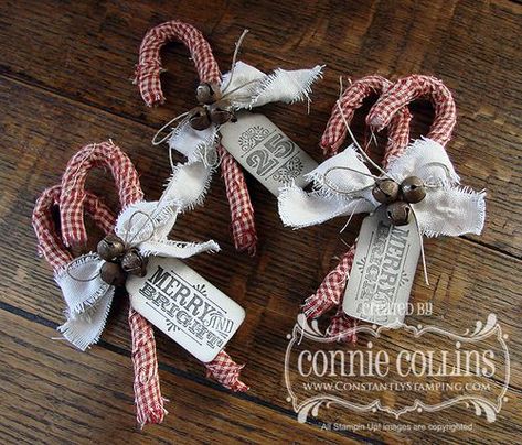 CandyCaneOrnaments3 Candy Cane Ornaments, Candy Cane Ornament, Prim Christmas, Candy Cane Christmas, Christmas Ornaments Homemade, Christmas Decorations Rustic, Primitive Christmas, Christmas Ornament Crafts, Homemade Christmas Gifts