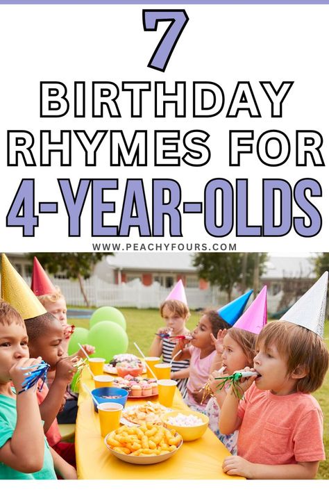 Birthday rhymes for 4 year old funny 4th birthday rhymes 4th birthday rhymes 4 Year Birthday Party Invite, Four Year Old Birthday Sayings, Four Years Old Birthday Ideas, 4 Yr Birthday Ideas, Four Year Old Birthday Theme, Fourth Birthday Theme, Twins Birthday Quotes, Birthday Rhymes, Neice Birthday