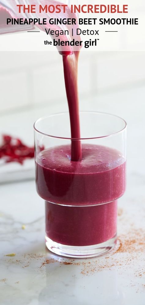 Beets Smoothie Recipes, Orange Juice Smoothie, Pineapple Ginger, Blender Smoothie, Smoothie Diet Plan, Beet Smoothie, Best Smoothie, Detox Smoothie Recipes, Detox Juice Recipes