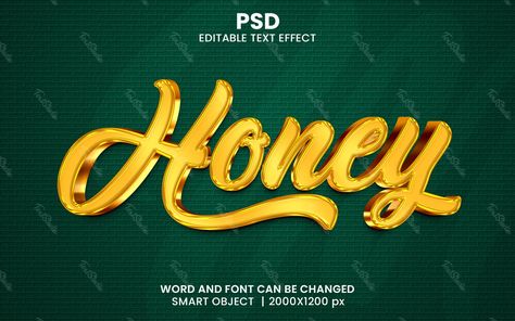 Text Effect Photoshop, Effect Photoshop, Golden Honey, Free Text, Text Effect, Text Style, Text Effects, Green Gold, Green And Gold