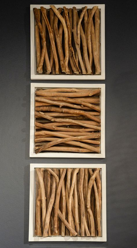 Wood Stick Decor, Stick Decor, Diy Wand, Wooden Wall Decor, Woodworking Ideas, Into The Woods, Living Room Diy, Wood Wall Decor, Wooden Art