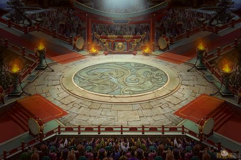 Fantasy Arena Concept Art, Chinese Places, Chinese Background, Landscape Concept, Level Design, Game Background, Fantasy Castle, Game Concept Art, Fantasy Places