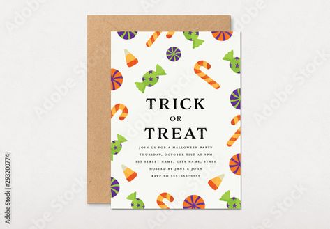 Trick Or Treat Party, Invitation Layout, Image Graphic, Street Names, Trick Or Treat, Adobe Stock, Halloween Party, Party Invitations, Stock Images