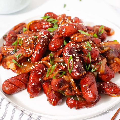 Weenie Recipes, Japanese Sausage, Sausage Stir Fry, Fresh Kimchi, Asain Food, Smokies Recipe, Asian Bbq, Vienna Sausage, Shrimp Toast