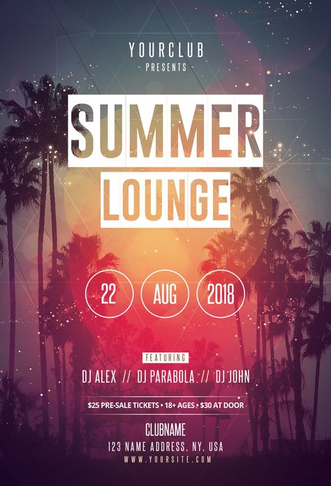 Events Management, Free Psd Flyer Templates, Summer Lounge, Free Psd Flyer, Lounge Party, Flyer Design Layout, Party Flyers, 광고 디자인, Music Festival Poster