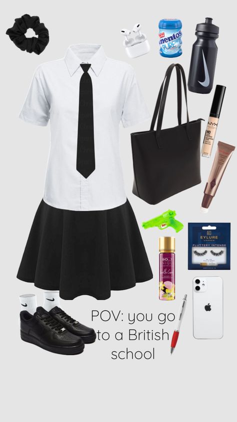 #school #hateit #summer #chavygirl Look Good In School Uniform, Uniform Tips, Look Good In School, British School Uniform, British High School, Chav Outfits, School Backpack Essentials, High School Uniform, British Uniforms