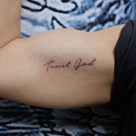 Trust God 🙏🏽. Advance booking with fulll payment get 10% off. #tattoobkk🇹🇭 #thoglor God Is Always With Me Tattoo, Trust In God Tattoo, Trust God Tattoo, God Tattoo, God Tattoos, Trust God, I Tattoo, Small Tattoos, Tattoos For Women