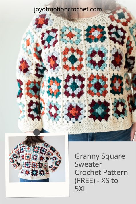 Granny Square Crochet Pattern Sweaters & Cardigans, Granny Square Crochet Sweater Layout, Crochet Granny Square Pullover Sweater, Crochet Granny Square Jumper Pattern, Christmas Sweaters Pattern, Granny Square Jumper Layout, Crochet Granny Square Sweater Layout, Crochet Jumper Granny Square, Kids Granny Square Sweater