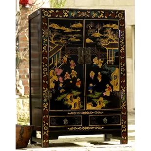 Chinese Wardrobe Cabinets, Chinese Interior Design Traditional, Chinese Interior Design, Asian Bedroom, Chinoiserie Furniture, Solid Wood Wardrobes, Chinese Cabinet, Chinese Interior, Painted Cabinet