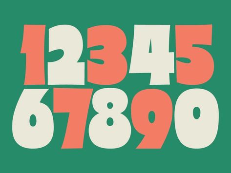 Numbers Typography Design, Typography Numbers Design, Cool Number Fonts, Brett Stenson, Retro Numbers, Number Logos, Numbers Logo, Typography Numbers, Fonts Numbers