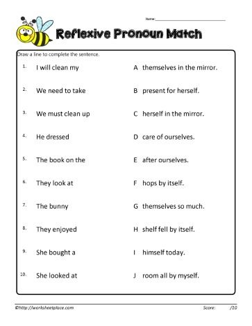 Reflexive Pronoun Match Reflexive Pronouns Activities, Reflexive Pronouns Worksheet, Reflexive Pronouns, Pronoun Activities, Punctuation Worksheets, Nouns Worksheet, Verb Worksheets, Grammar Skills, Grammar Worksheets